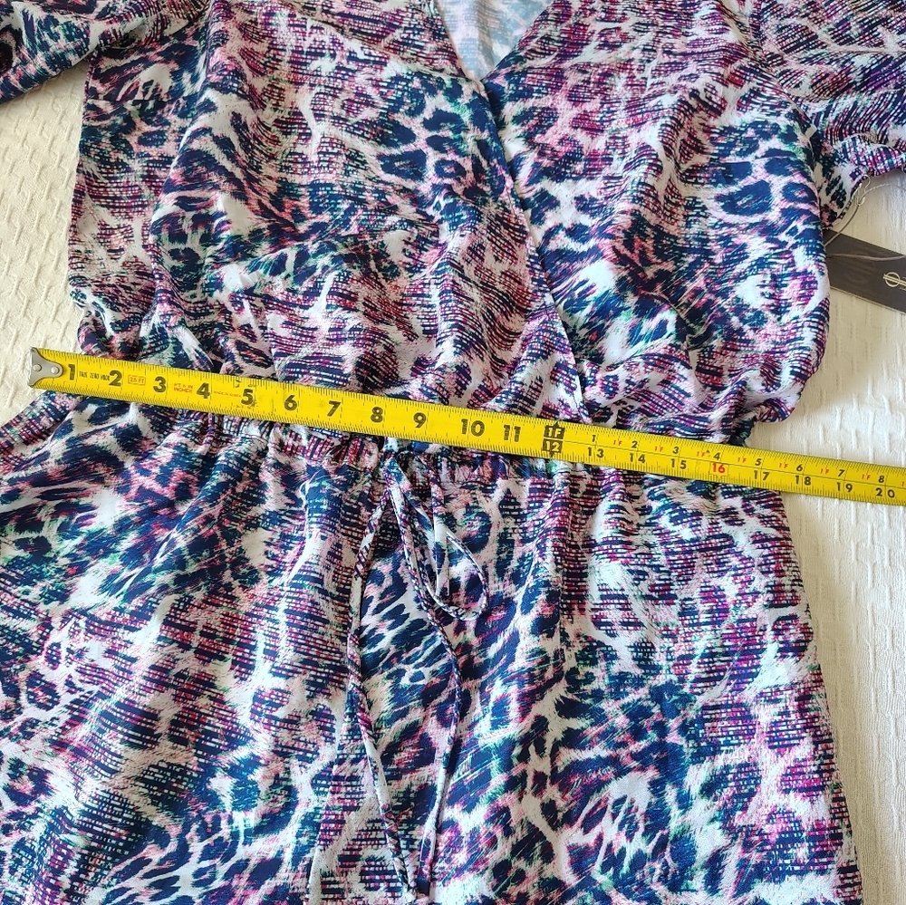 Jennifer Lopez Bell Sleeve Romper Dressy  Blue And Purple Size XL - Picture 6 of 11
